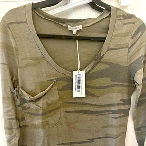 Z Supply long sleeve camo pocket top